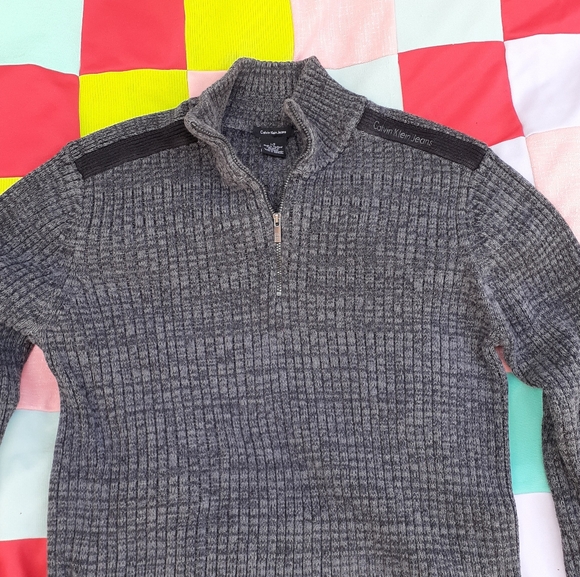 Calvin Klein ¼ Zip Men's Large Charcoal Salt and Pepper - Picture 7 of 16